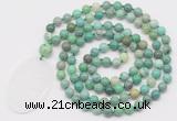 GMN5158 Hand-knotted 8mm, 10mm grass agate 108 beads mala necklace with pendant