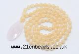 GMN5160 Hand-knotted 8mm, 10mm honey jade 108 beads mala necklace with pendant