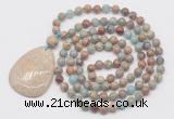 GMN5228 Hand-knotted 8mm, 10mm serpentine jasper 108 beads mala necklace with pendant