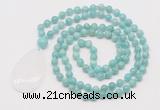 GMN5230 Hand-knotted 8mm, 10mm amazonite 108 beads mala necklace with pendant