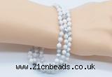 GMN5505 Hand-knotted 6mm matte white howlite 108 beads mala necklaces