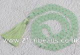 GMN60 Hand-knotted 8mm candy jade 108 beads mala necklace with tassel