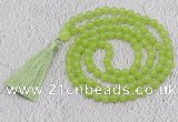 GMN61 Hand-knotted 8mm candy jade 108 beads mala necklace with tassel