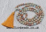 GMN612 Hand-knotted 8mm, 10mm serpentine jasper 108 beads mala necklaces with tassel