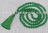 GMN62 Hand-knotted 8mm candy jade 108 beads mala necklace with tassel