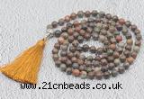 GMN622 Hand-knotted 8mm, 10mm ocean agate 108 beads mala necklaces with tassel