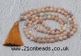 GMN629 Hand-knotted 8mm, 10mm sunstone 108 beads mala necklaces with tassel