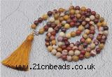 GMN637 Hand-knotted 8mm, 10mm mookaite 108 beads mala necklaces with tassel