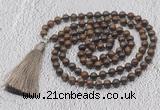 GMN641 Hand-knotted 8mm, 10mm bronzite 108 beads mala necklaces with tassel