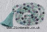 GMN642 Hand-knotted 8mm, 10mm fluorite 108 beads mala necklaces with tassel