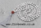 GMN658 Hand-knotted 8mm, 10mm white howlite 108 beads mala necklaces with tassel