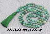 GMN696 Hand-knotted 8mm, 10mm grass agate 108 beads mala necklaces with tassel