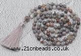 GMN700 Hand-knotted 8mm, 10mm Botswana agate 108 beads mala necklaces with tassel