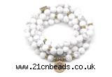 GMN7001 8mm matte white howlite 108 mala beads wrap bracelet necklaces