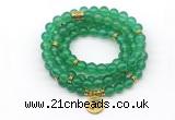 GMN7007 8mm green agate 108 mala beads wrap bracelet necklace