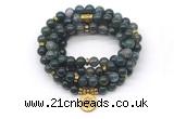 GMN7008 8mm moss agate 108 mala beads wrap bracelet necklace