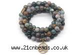 GMN7009 8mm Indian agate 108 mala beads wrap bracelet necklace