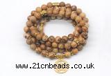 GMN7016 8mm picture jasper 108 mala beads wrap bracelet necklace