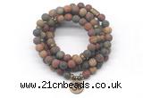 GMN7019 8mm matte picasso jasper 108 mala beads wrap bracelet necklace