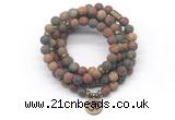 GMN7019 8mm matte picasso jasper 108 mala beads wrap bracelet necklace