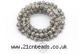 GMN7021 8mm dalmatian jasper 108 mala beads wrap bracelet necklace