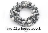 GMN7022 8mm black & white jasper 108 mala beads wrap bracelet necklace