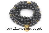 GMN7035 8mm black labradorite 108 mala beads wrap bracelet necklace