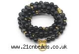 GMN7041 8mm golden obsidian 108 mala beads wrap bracelet necklace