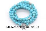 GMN7053 8mm blue howlite 108 mala beads wrap bracelet necklaces