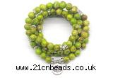 GMN7056 8mm green sea sediment jasper 108 mala beads wrap bracelet necklaces