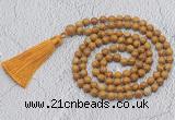 GMN712 Hand-knotted 8mm, 10mm wooden jasper 108 beads mala necklaces with tassel