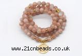 GMN7130 Chakra 8mm sunstone 108 mala beads wrap bracelet necklaces