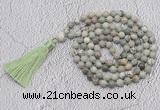 GMN714 Hand-knotted 8mm, 10mm artistic jasper 108 beads mala necklaces with tassel