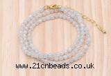 GMN7200 4mm faceted round tiny white jade beaded necklace jewelry