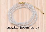 GMN7200 4mm faceted round tiny white jade beaded necklace jewelry