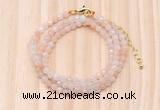 GMN7207 4mm faceted round tiny pink aventurine beaded necklace jewelry