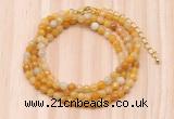 GMN7208 4mm faceted round tiny yellow aventurine beaded necklace jewelry