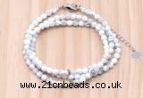 GMN7211 4mm faceted round tiny white howlite beaded necklace jewelry