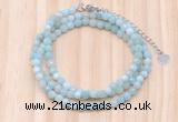 GMN7213 4mm faceted round tiny amazonite beaded necklace jewelry