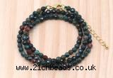 GMN7236 4mm faceted round tiny Indian bloodstone beaded necklace jewelry