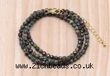 GMN7238 4mm faceted round tiny dragon blood jasper beaded necklace jewelry