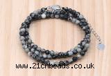 GMN7240 4mm faceted round tiny black water jasper beaded necklace jewelry