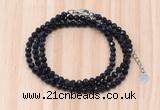 GMN7266 4mm faceted round blue goldstone beaded necklace jewelry