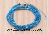 GMN7270 4mm faceted round apatite beaded necklace jewelry