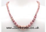 GMN7301 pink wooden jasper graduated beaded necklace & bracelet set