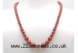 GMN7302 red jasper graduated beaded necklace & bracelet set