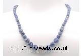 GMN7313 blue spot stone graduated beaded necklace & bracelet set