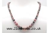 GMN7317 rhodonite graduated beaded necklace & bracelet set