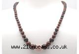 GMN7318 mahogany obsidian graduated beaded necklace & bracelet set