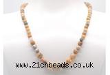 GMN7322 yellow crazy lace agate graduated beaded necklace & bracelet set
